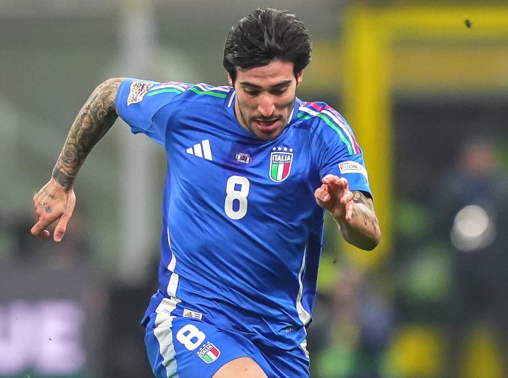 Sandro Tonali con la maglia della Nazionale - fonte Lapresse - mondosportivo.it